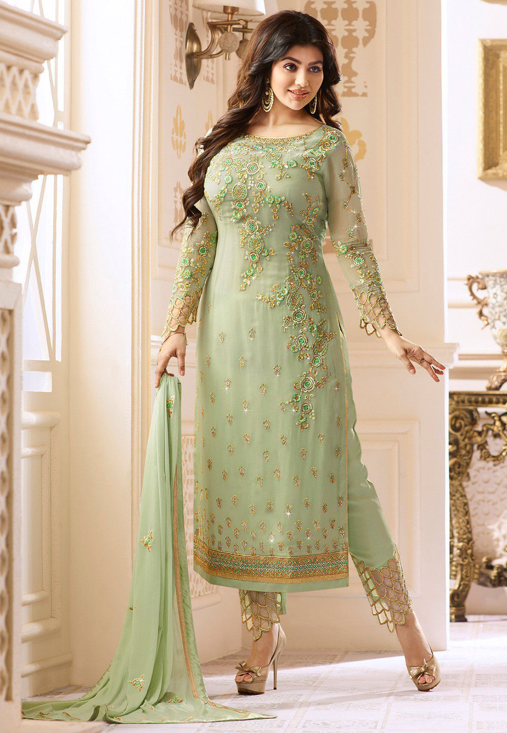 Semi-Stitched Georgette Pakistani Suit ...
